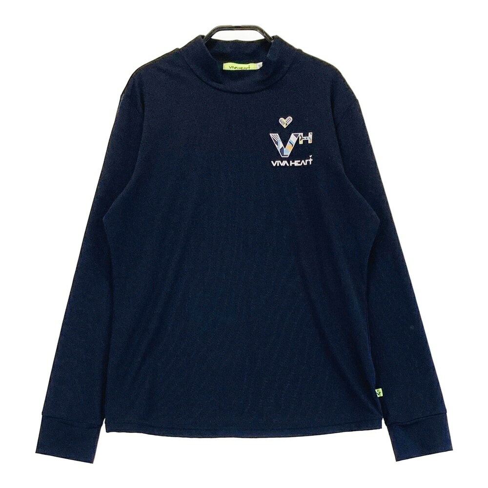 VIVA HEART ビバハート ハイネック 長袖Tシャツ ネイビー系 42 【中古】ゴルフウェア レディース