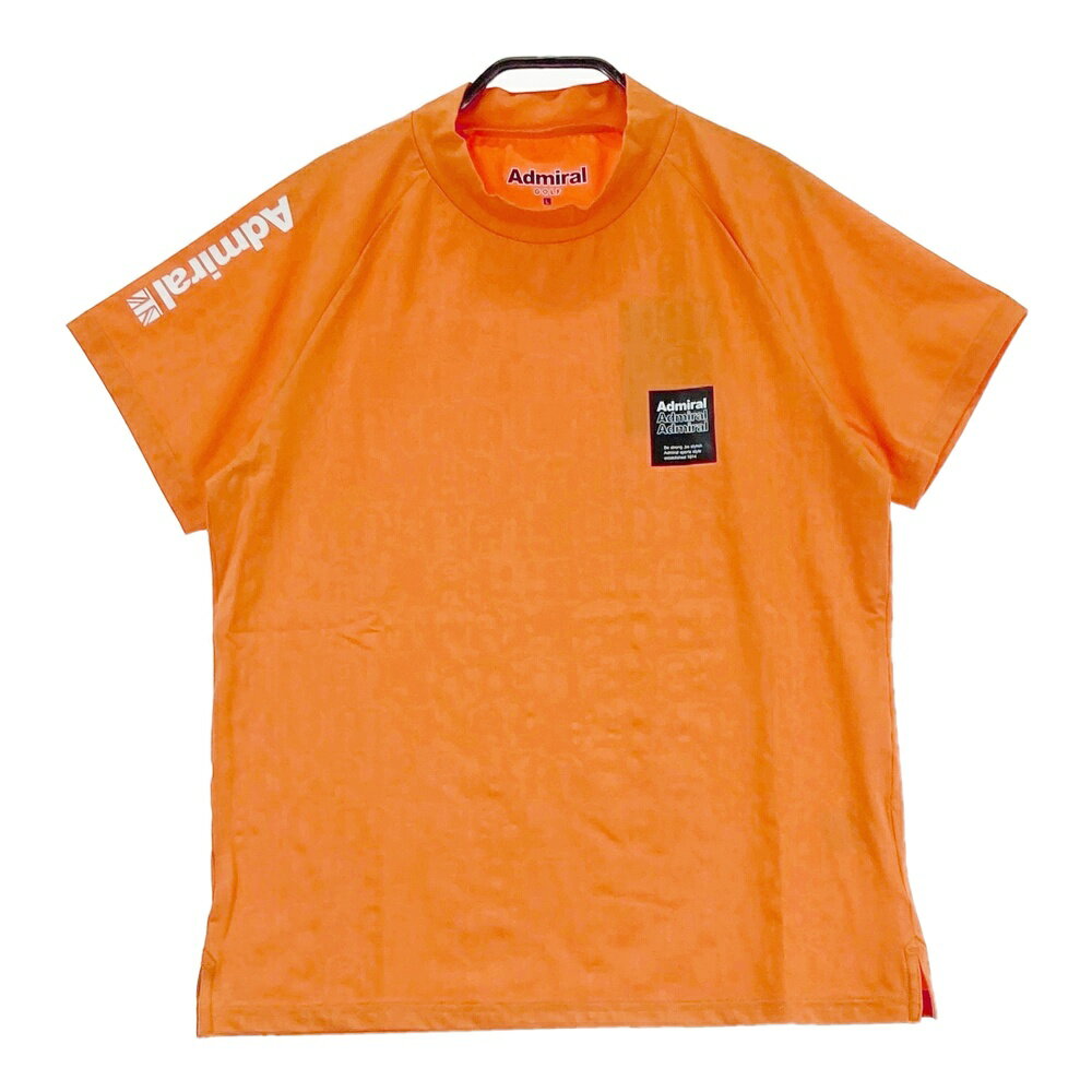 ADMIRAL アドミラル 2024年モデル モックネック 半袖Tシャツ ロゴ総柄 オレンジ系 L 【中古】ゴルフウ..