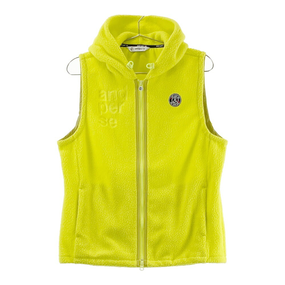 AND PER SE アンパスィ フード付き フリース ジップベスト イエロー系 L 【中古】ゴルフウェア レディ..