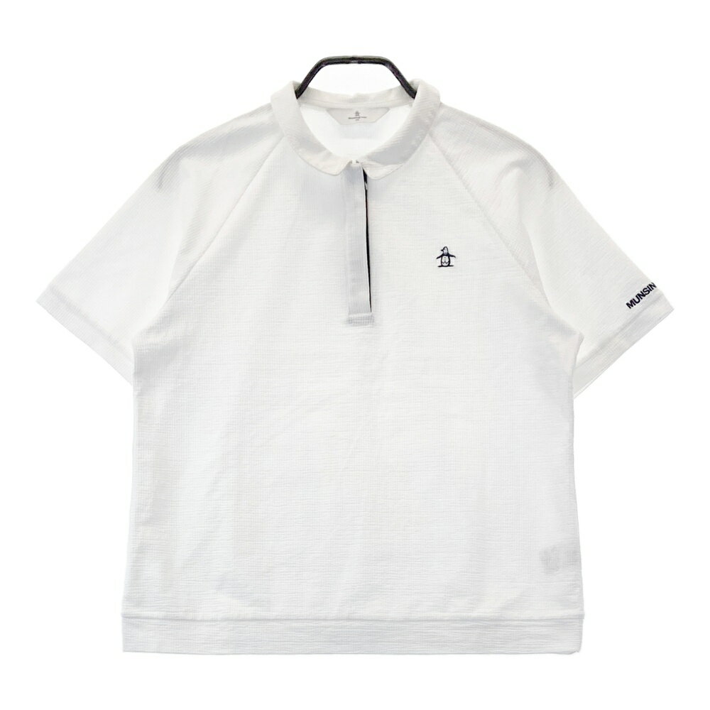 MUNSING WEAR マンシングウェア 2023年モデル ハーフジップ 半袖ポロシャツ ホワイト系 3L 【中古】ゴルフウェア レディース