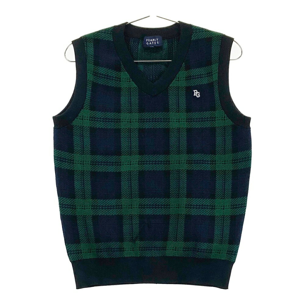 PEARLY GATES パーリーゲイツ 2023年モデル ニットベスト チェック柄 ネイビー系 1 【中古】ゴルフウェ..