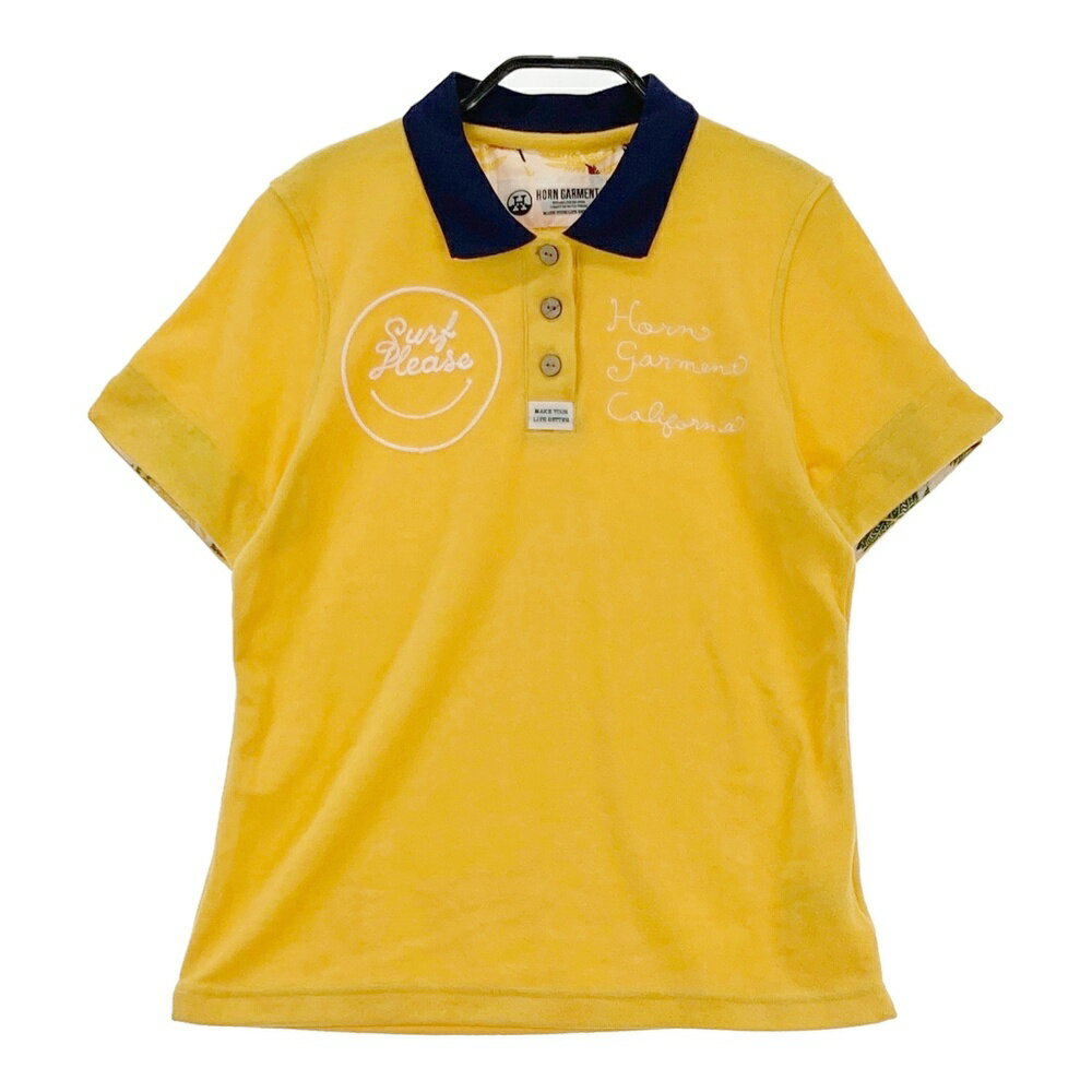 HORN GMT ホーン ガーメント 半袖ポロシャツ パイル地 イエロー系 M 【中古】ゴルフウェア レディース