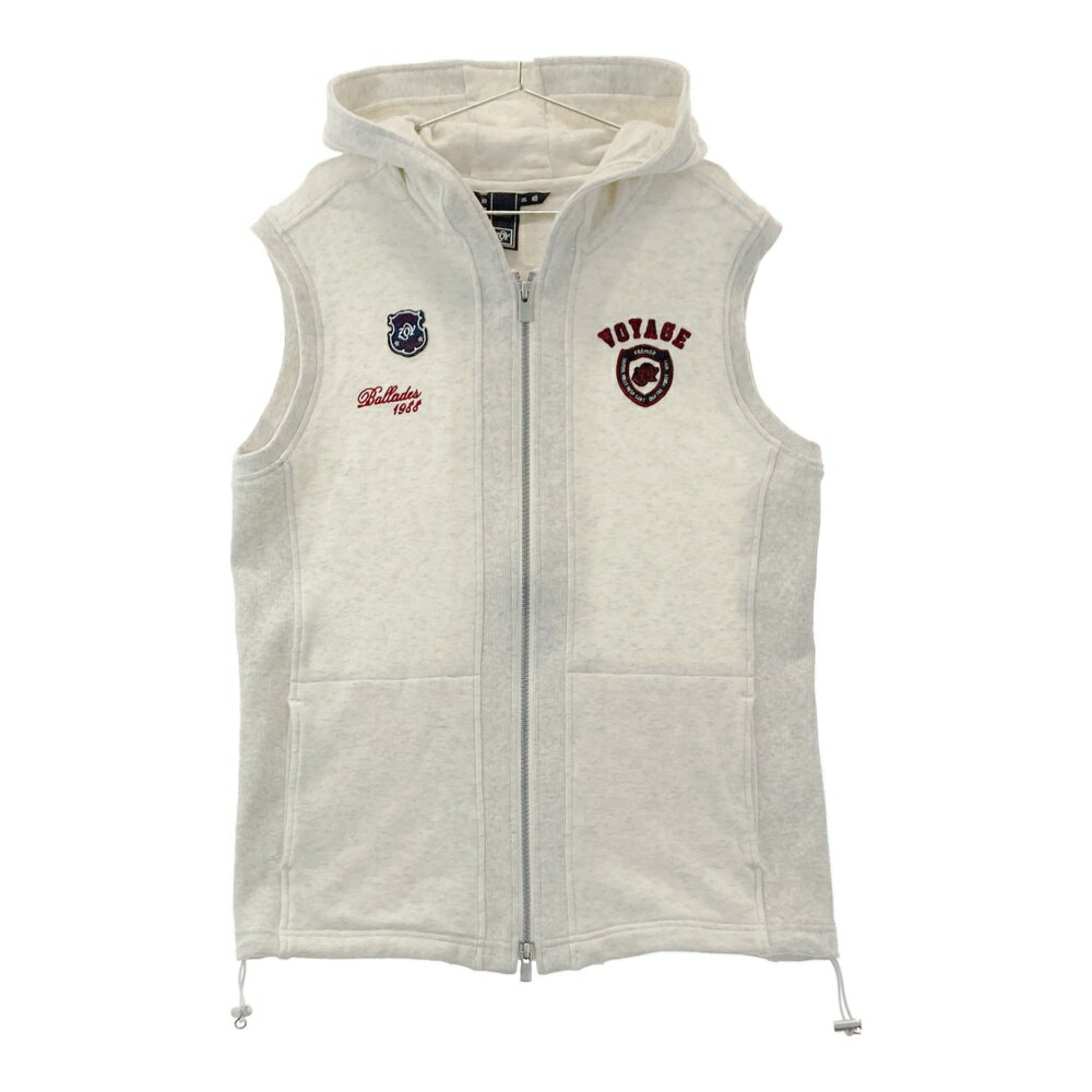 ZOY ゾーイ フード付 ジップベスト グレー系 40 【中古】ゴルフウェア レディース