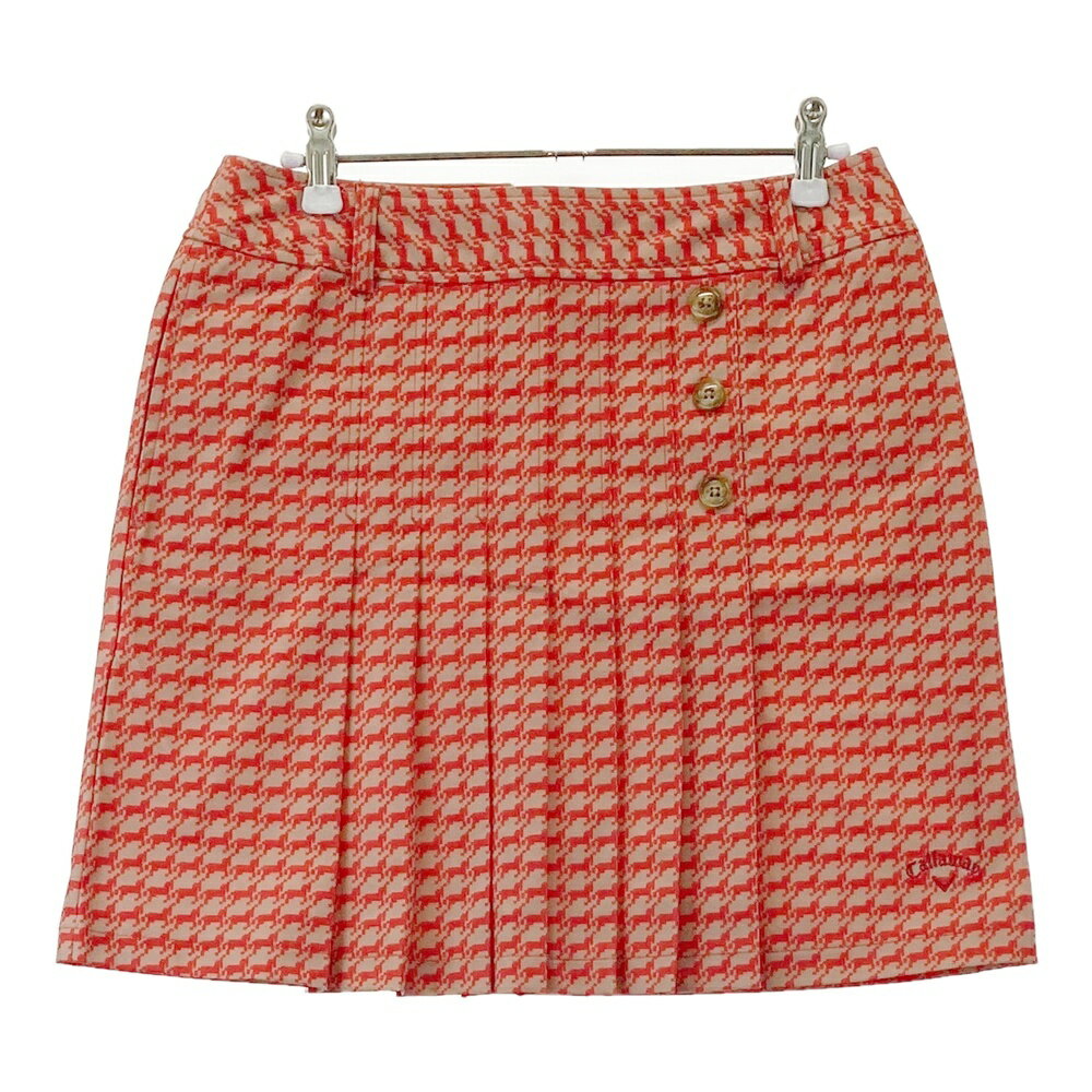 CALLAWAY キャロウェイ スカート 裾プリーツ ホース総柄 ベージュ系 M 【中古】ゴルフウェア レディース