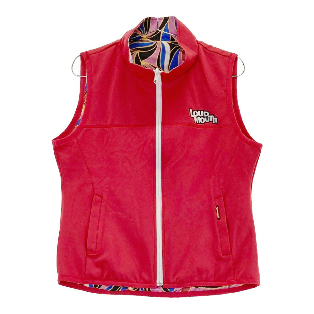 LOUD MOUTH ラウドマウス リバーシブル ジップベスト Apricot Brandy 柄 レッド系 LL 【中古】ゴルフウ..