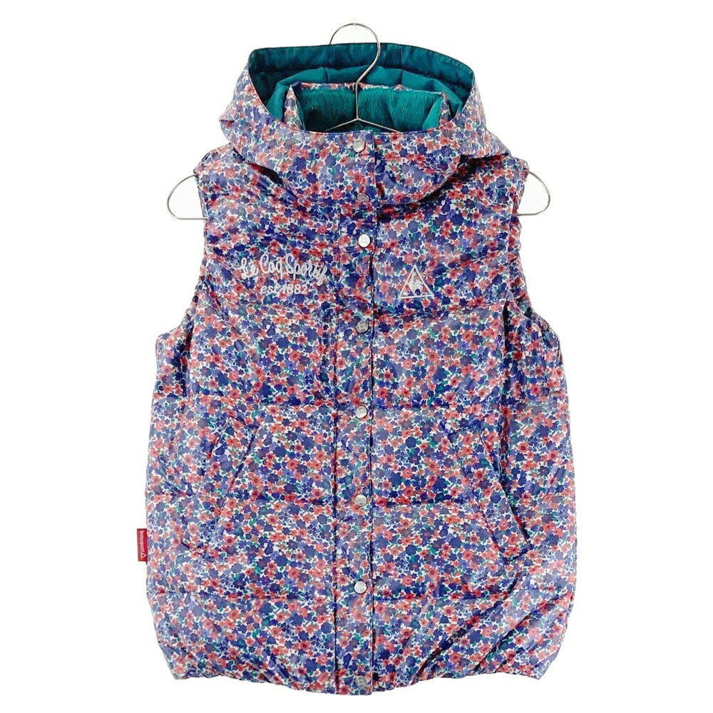 LE COQ GOLF ルコックゴルフ 2WAY 中綿ベスト 花柄 ネイビー系 M 【中古】ゴルフウェア レディース