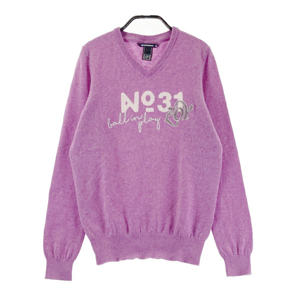 ZOY ゾーイ カシミヤ混 Vネック ニットセーター パープル系 38 【中古】ゴルフウェア レディース