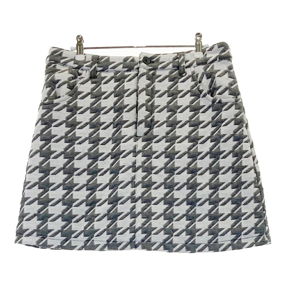 KISS ON THE GREEN キスオンザグリーン ; インナー付 中綿キルティングスカート 千鳥格子柄 グレー系 3..