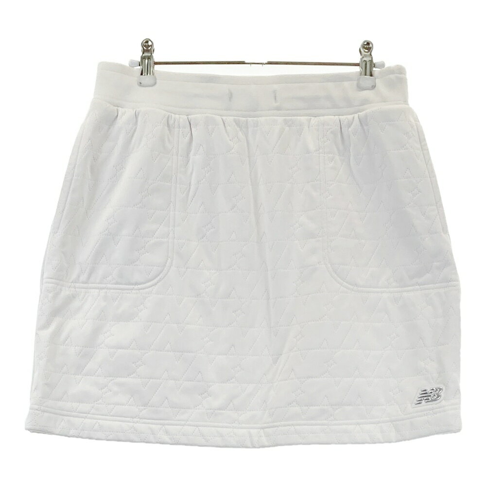 NEW BALANCE GOLF ニューバランス 裏フリース キルティング 中綿スカート 総柄 ホワイト系 2 【中古】..