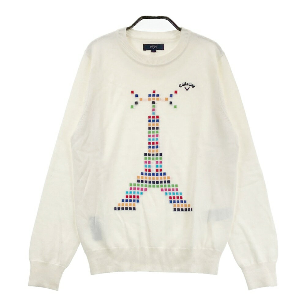 CALLAWAY キャロウェイ 長袖ニットセーター ホワイト系 L 【中古】ゴルフウェア レディース