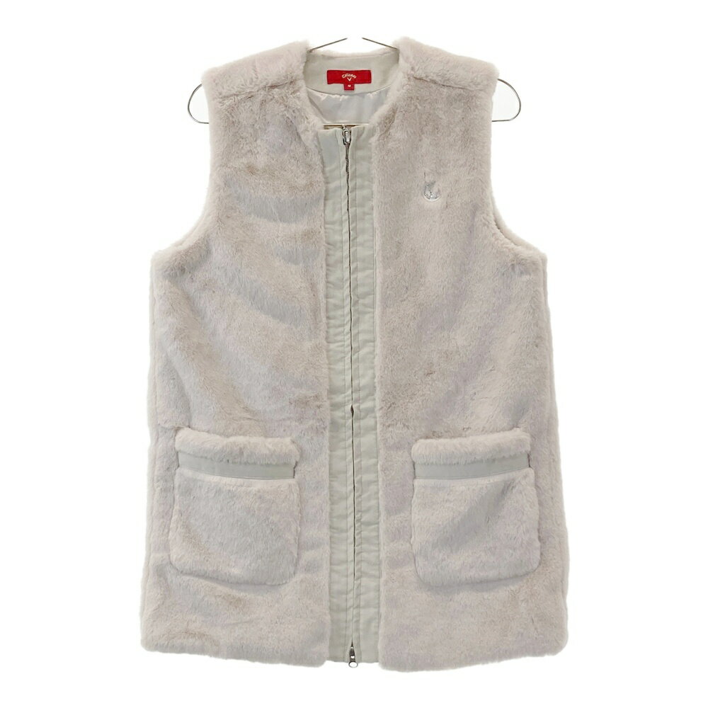 CALLAWAY キャロウェイ レッドレーベル ファー ジップベスト グレー系 M 【中古】ゴルフウェア レディ..