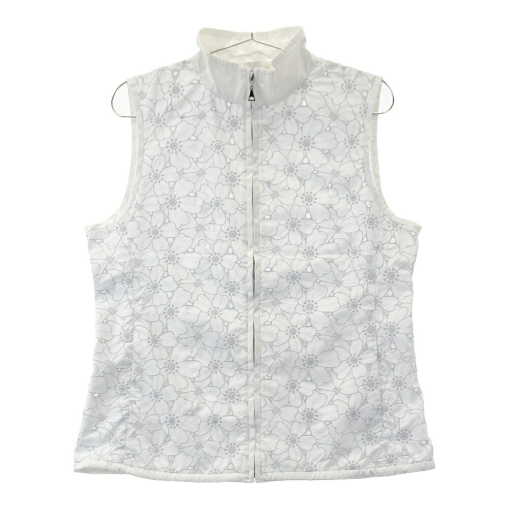 LANVIN SPORT ランバン スポール ジップベスト 花柄 ホワイト系 40 【中古】ゴルフウェア レディース