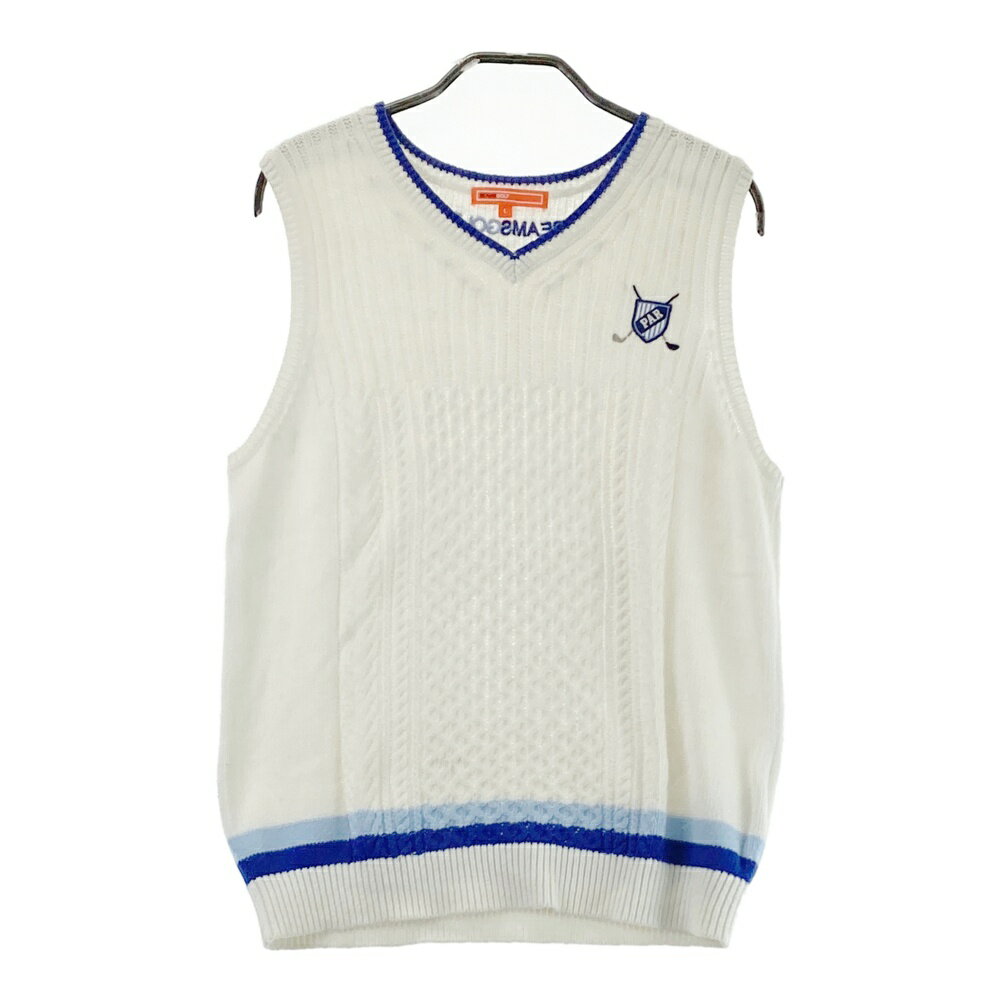 BEAMS GOLF ビームスゴルフ Vネックニットベスト ホワイト系 L 【中古】ゴルフウェア レディース