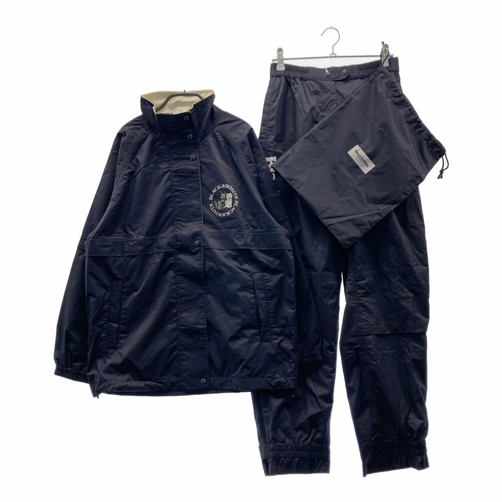 BLACK&WHITE ブラックアンドホワイト 2WAY レインウェア セットアップ ネイビー系 M 【中古】ゴルフウ..