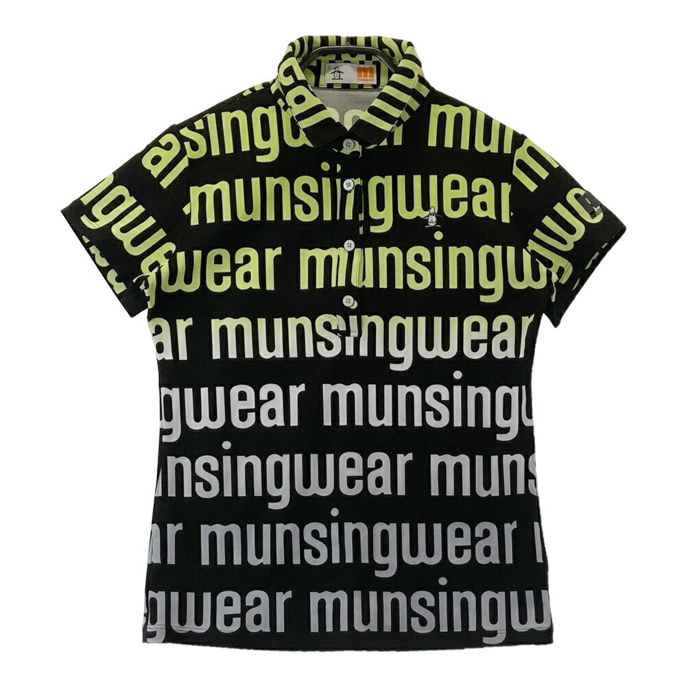 MUNSING WEAR マンシングウェア 半袖ポロシャツ 総柄 ブラック系 L 【中古】ゴルフウェア レディース