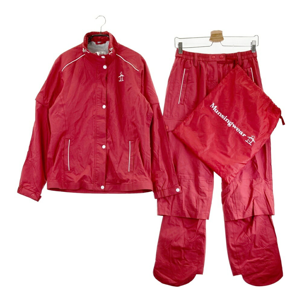 MUNSING WEAR マンシングウェア レインウェア 上下セットアップ レッド系 M 【中古】ゴルフウェア レデ..