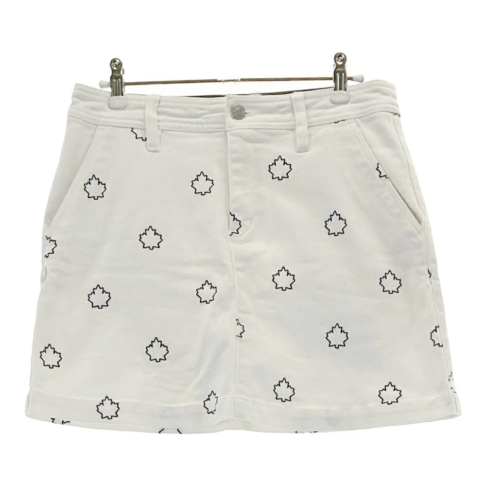 JACK BUNNY ジャックバニー インナー付ストレッチスカート 刺繍 総柄 ホワイト系 1 【中古】ゴルフウェ..