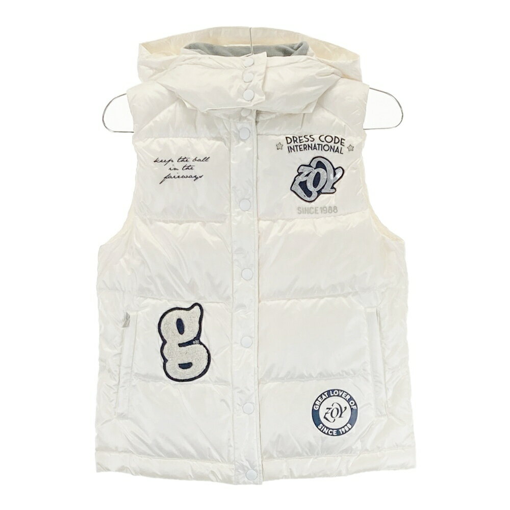 ZOY ゾーイ 2WAY ダウンベスト　ワッペン スパンコール ホワイト系 36 【中古】ゴルフウェア レディース