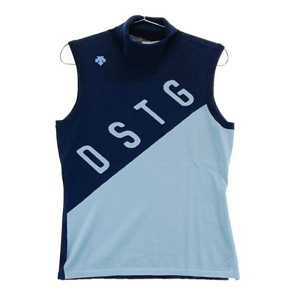 DESCENTE GOLF デサントゴルフ タートルネック ニットベスト ネイビー系 L 【中古】ゴルフウェア レデ..