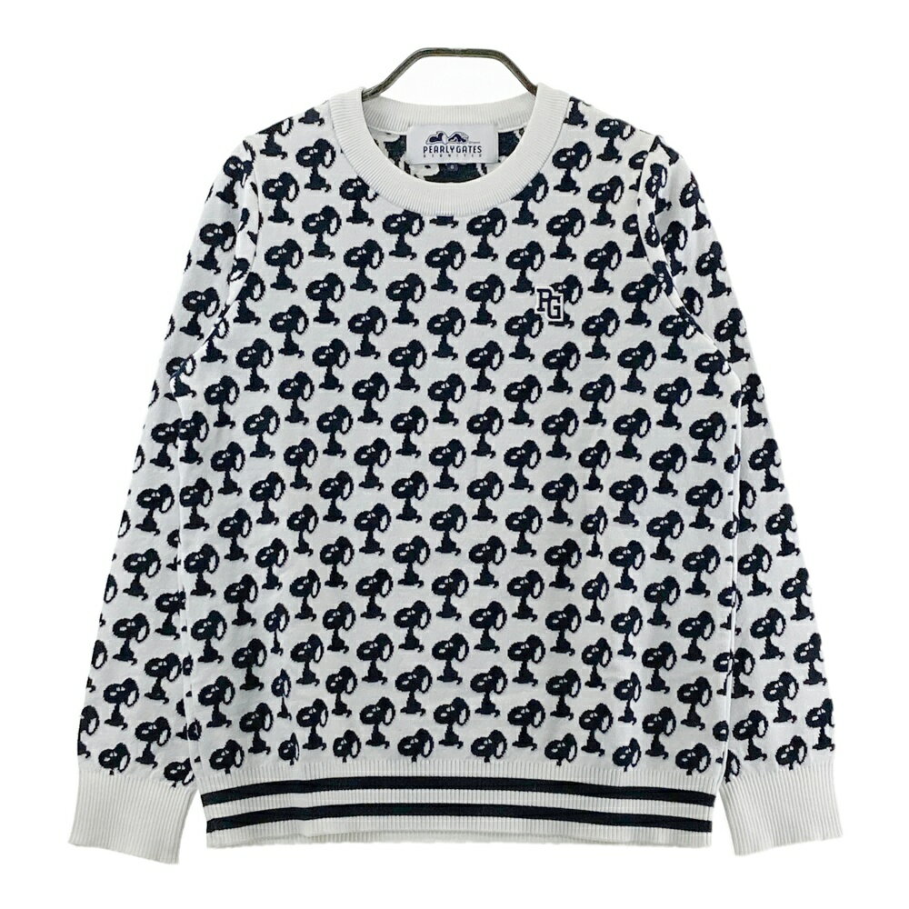 PEARLY GATES パーリーゲイツ ×PEANUTS 長袖 ニットセーター スヌーピー柄 ホワイト系 0 【中古】ゴル..