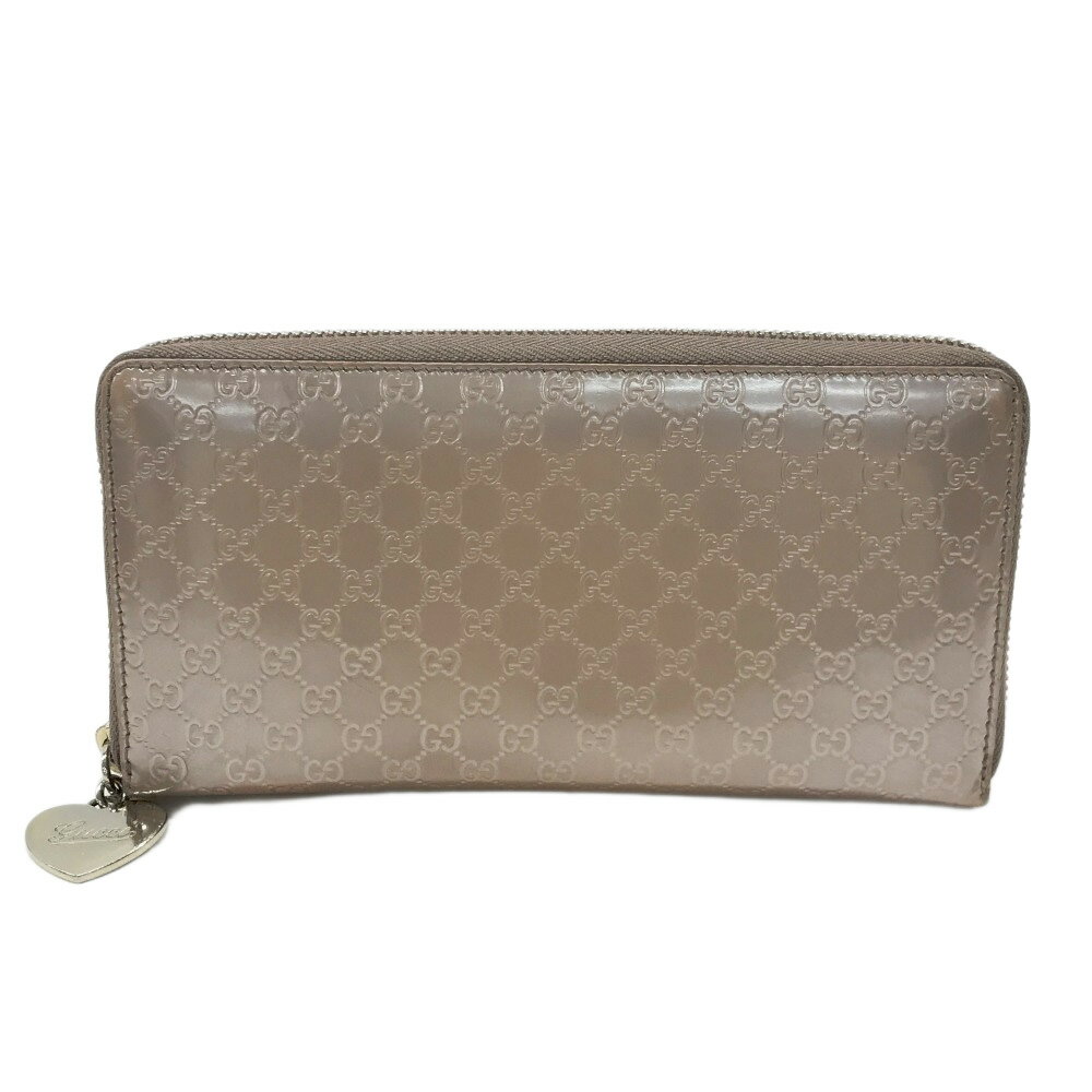GUCCI グッチ 308260 長財布 ラウンドファスナー ハート GG柄 ピンク系 【中古】レディース