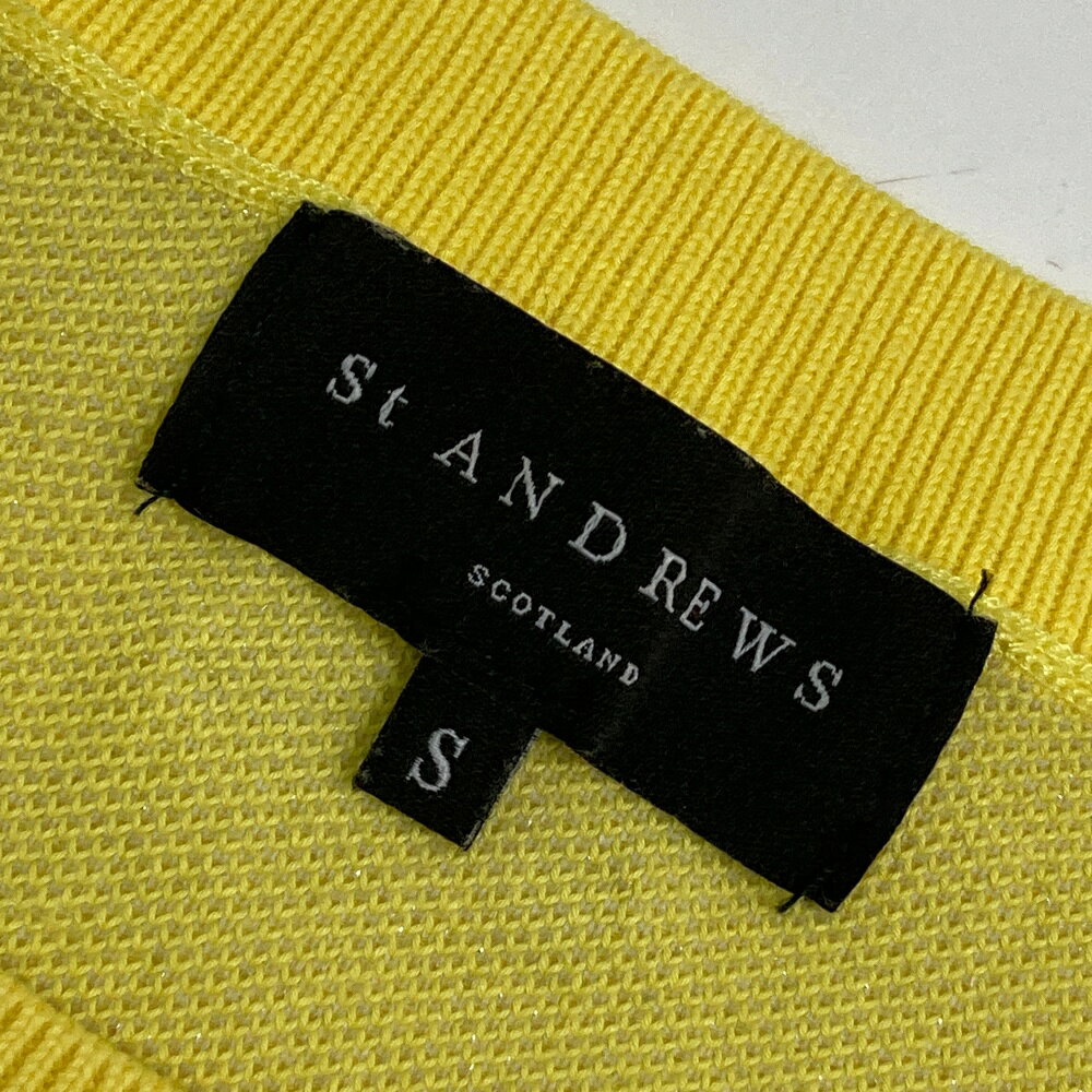 ST ANDREWS セントアンドリュース クルーネック 長袖ニットセーター ロゴ柄 イエロー系 S 【中古】ゴルフウェア レディース
