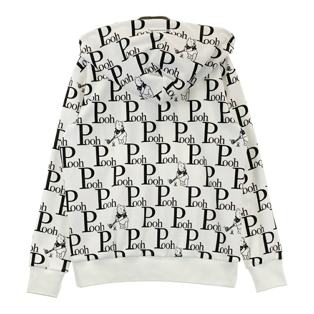 PEARLY GATES パーリーゲイツ ×Disney 100周年 裏起毛 スウェットジップパーカー プーさん総柄 ホワイト系 0 【中古】ゴルフウェア レディース