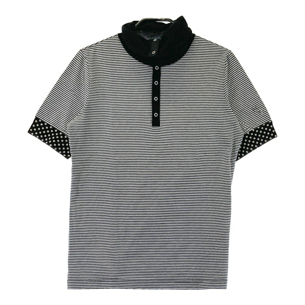 HEAL CREEK ヒールクリーク 005-26540 タートルネック 半袖Tシャツ ドット ボーダー柄 ブラック系 40 【中古】ゴルフウェア レディース