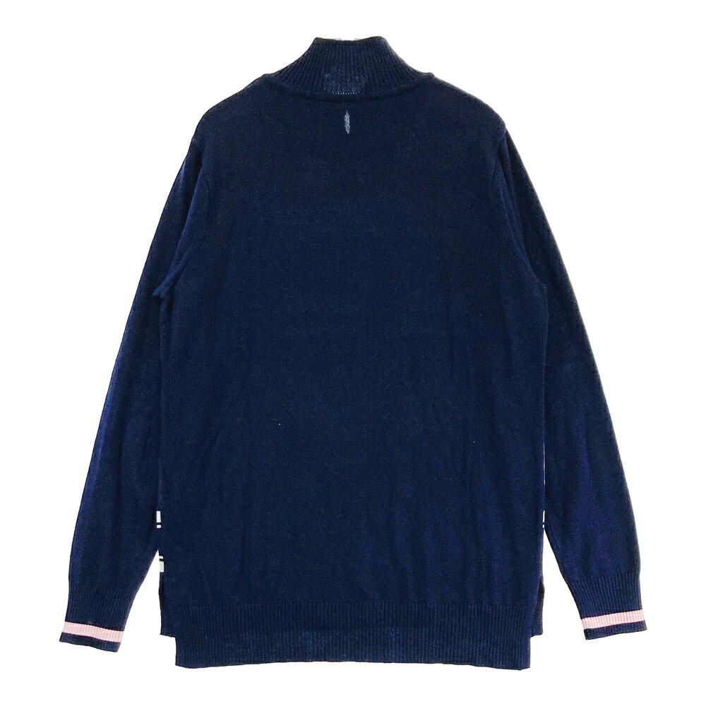 marie claire sport マリクレール スポール ハイネック ニットセーター ウール混 総柄 ネイビー系 L 【中古】ゴルフウェア レディース