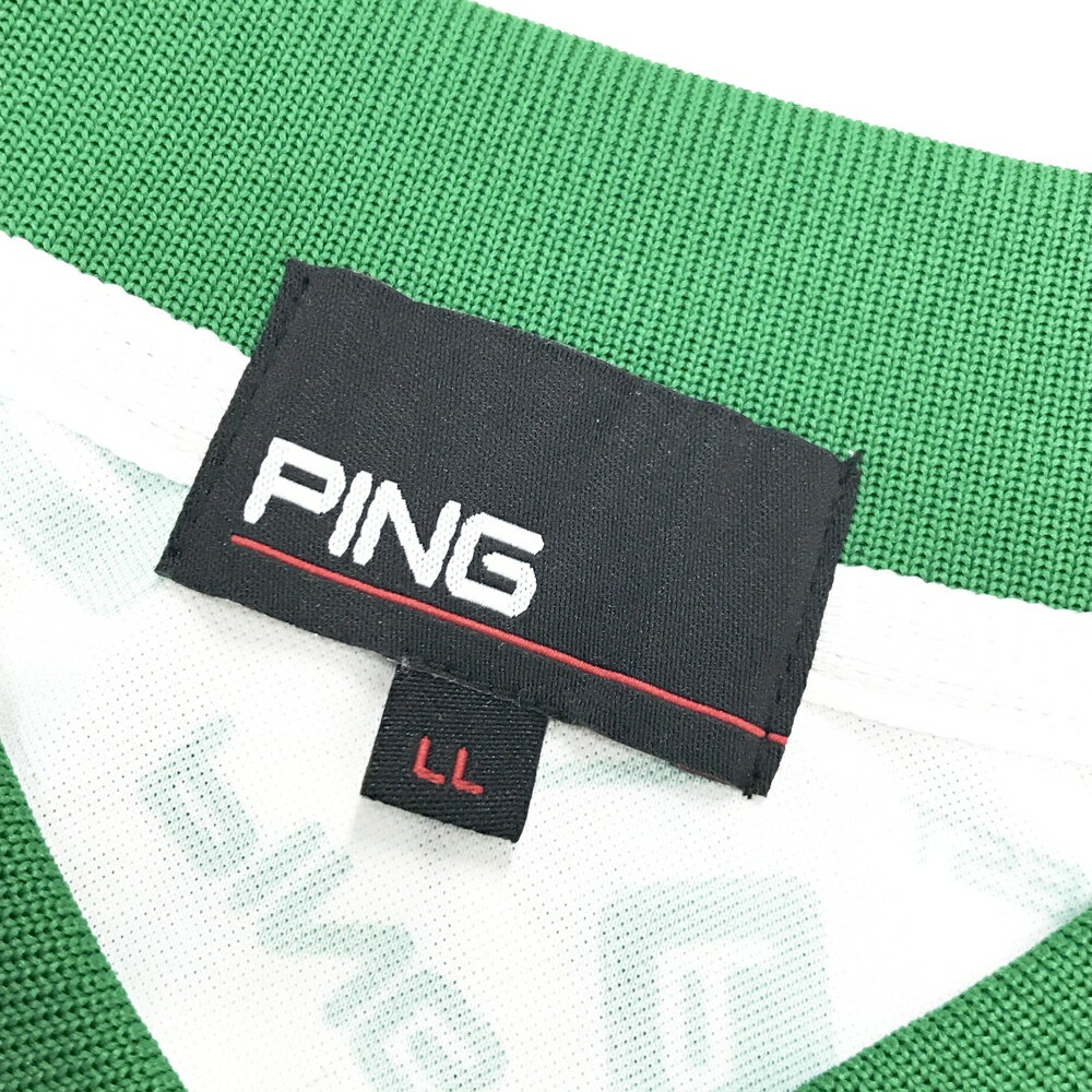 PING ピン 2025年モデル 半袖ポロシャツ 総柄 ホワイト系 LL 【中古】ゴルフウェア...