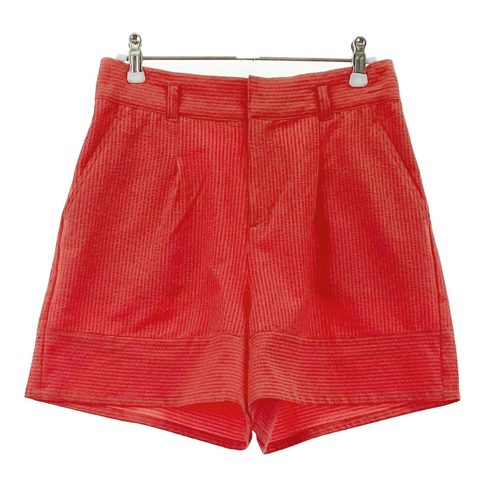 VIVA HEART ビバハート ショートパンツ シアサッカー ストライプ柄 レッド系 40 【中古】ゴルフウェア レディース