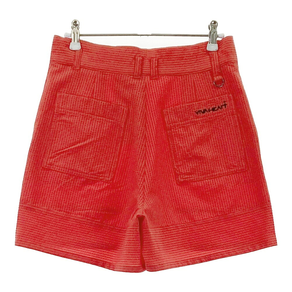 VIVA HEART ビバハート ショートパンツ シアサッカー ストライプ柄 レッド系 40 【中古】ゴルフウェア レディース