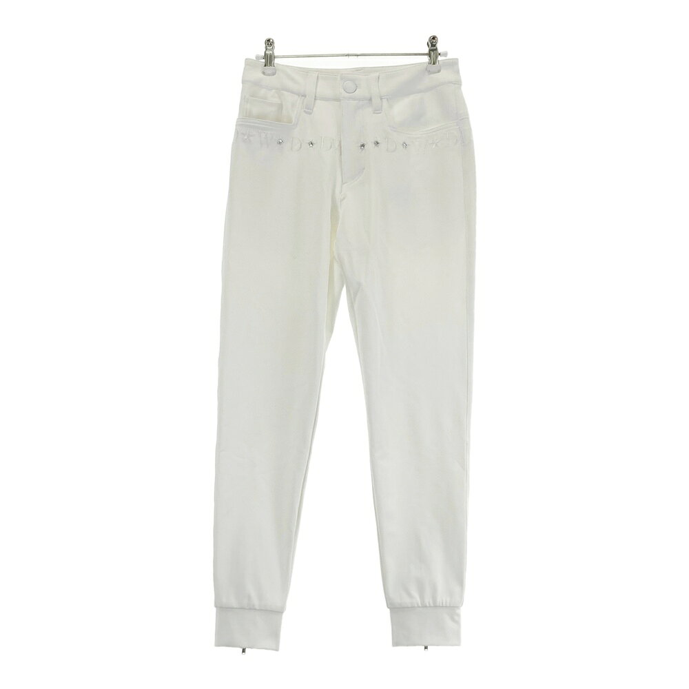 DANCE WITH DRAGON ダンスウィズドラゴン ストレッチパンツ 裾ジップ ホワイト系 1 【中古】ゴルフウェア レディース