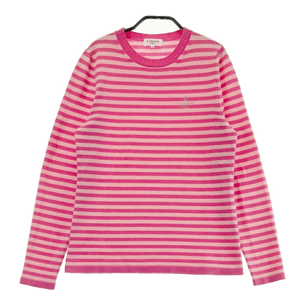 LANVIN SPORT ランバン スポール カシミヤ ニット セーター ボーダー柄 ピンク系 38 【中古】ゴルフウェア レディース
