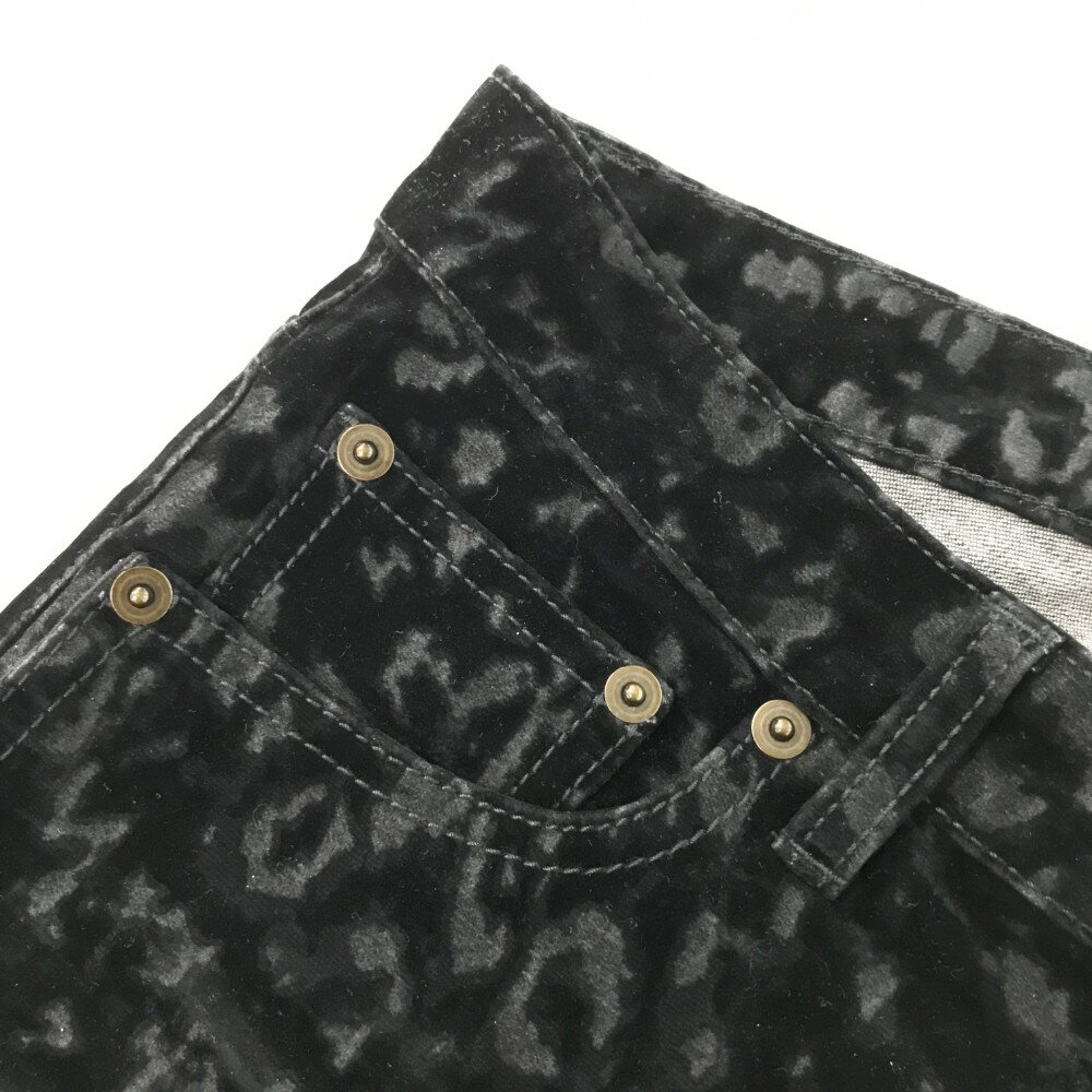 SAINT LAURENT PARIS サンローランパリ 527379 YA890 2018 ベロアパンツ テーパード レオパード柄 ブラック系 24 【中古】レディース