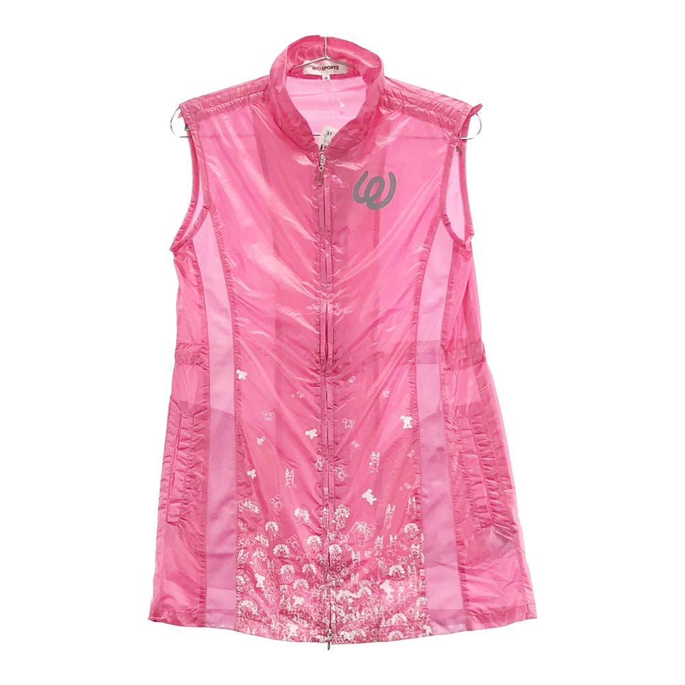 MU SPORTS エムユースポーツ ジップアップ ナイロンベスト ピンク系 40 【中古】ゴルフウェア レディース