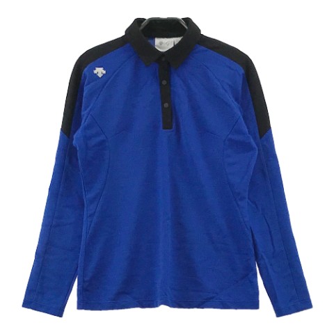 DESCENTE GOLF デサントゴルフ 長袖ポロシャツ ブルー系 M 【中古】ゴルフウェア レディース