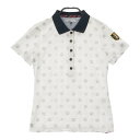 FILA GOLF フィラゴルフ 半袖ポロシャツ 総柄 ホワイト系 M 【中古】ゴルフウェア レディース その1