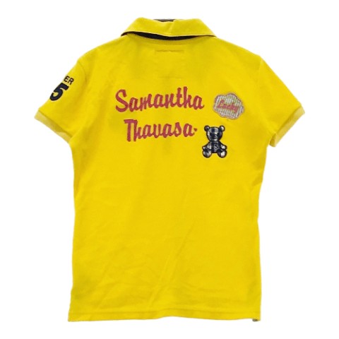 SAMANTHA THAVASA サマンサタバサ UNDER25 半袖ポロシャツ ワッペン ベア イエロー系 M 【中古】ゴルフウェア レディース