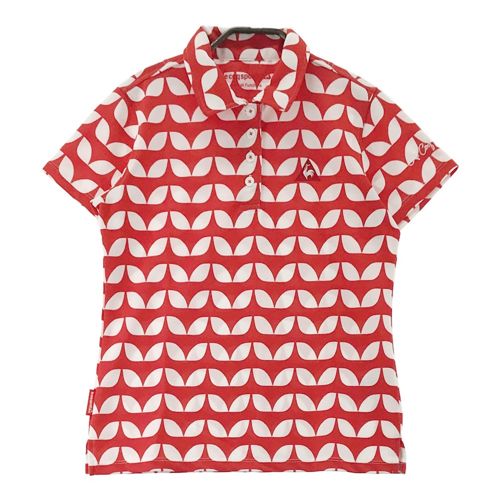 LE COQ GOLF ルコックゴルフ 半袖ポロシャツ 総柄 レッド系 M 【中古】ゴルフウェア レディース