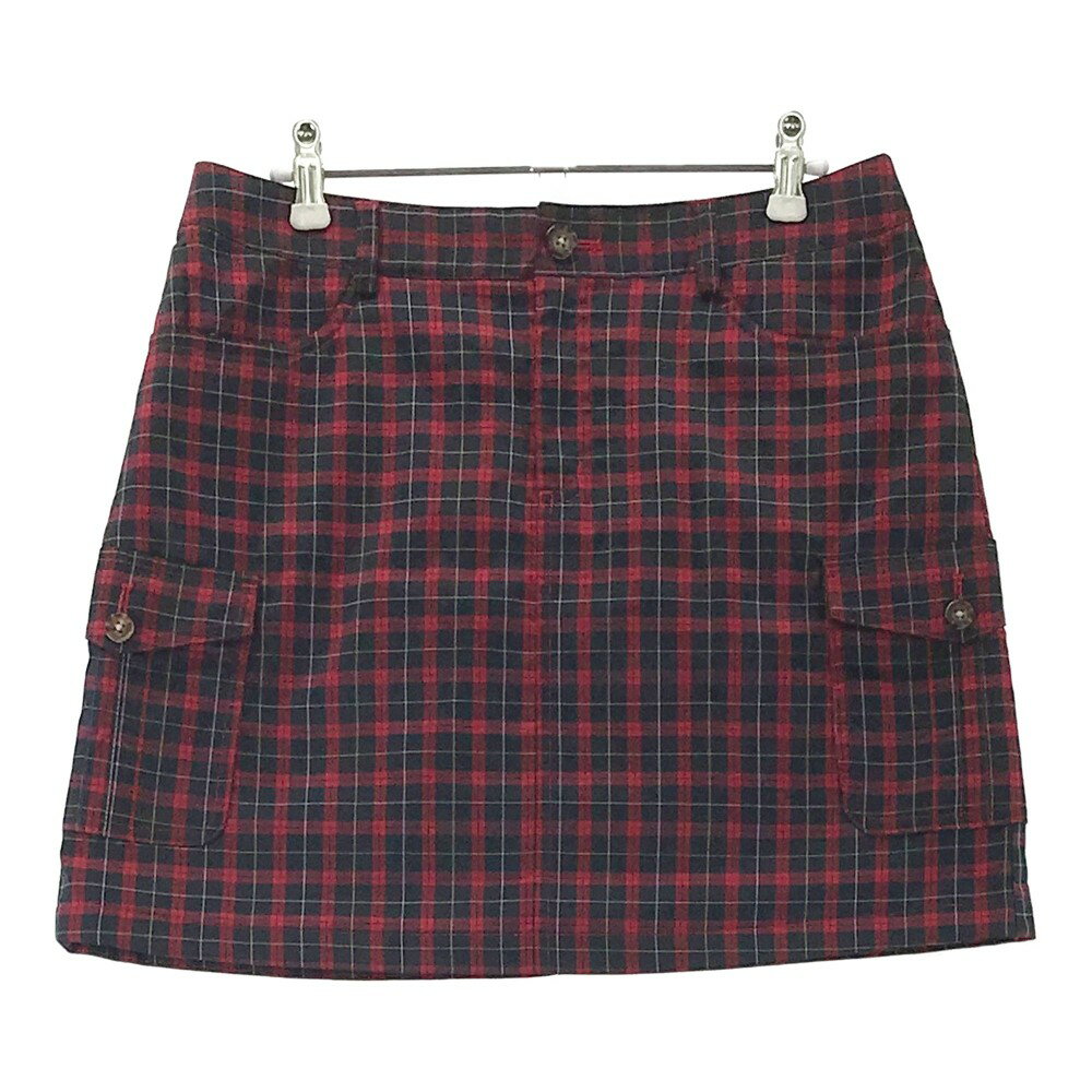 ADIDAS GOLF アディダスゴルフ 中綿スカート チェック柄 レッド系 L 【中古】ゴルフウェア レディース