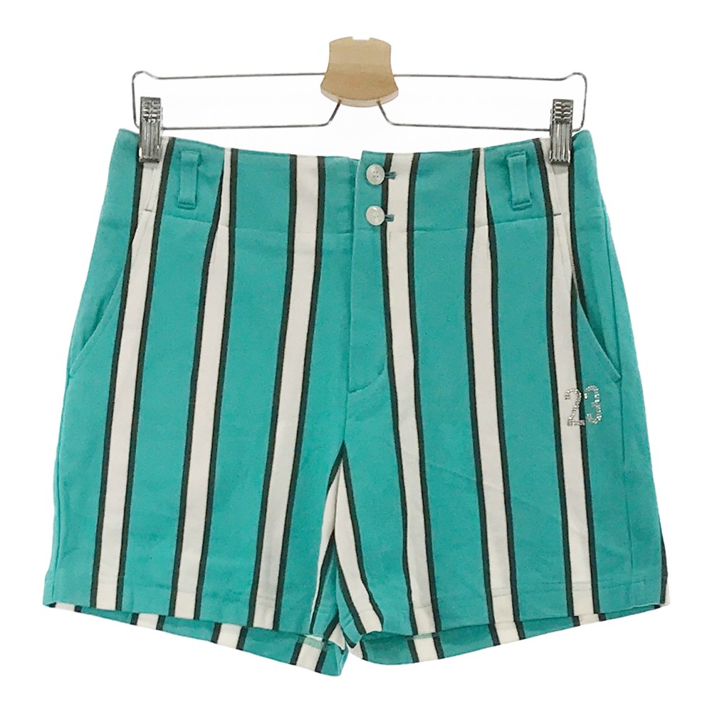 23区GOLF ニジュウサンクゴルフ ショートパンツ ストライプ柄 グリーン系 67 【中古】ゴルフウェア レディース