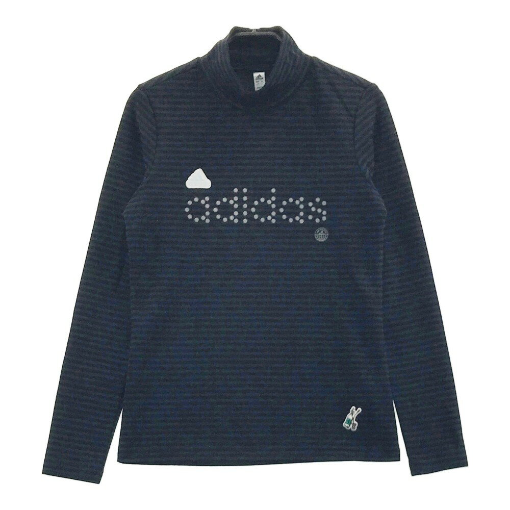 ADIDAS GOLF アディダスゴルフ 2022年モデル ハイネック 長袖Tシャツ ボーダー柄 ネイビー系 S 【中古】ゴルフウェア レディース