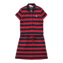MUNSINGWEAR マンシングウェア 半袖ワンピース ボーダー柄 レッド系 L 【中古】ゴルフウェア レディース