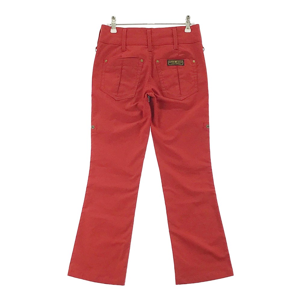 EDWIN GOLF エドウィンゴルフ ロングパンツ レッド系 XS 【中古】ゴルフウェア レディース
