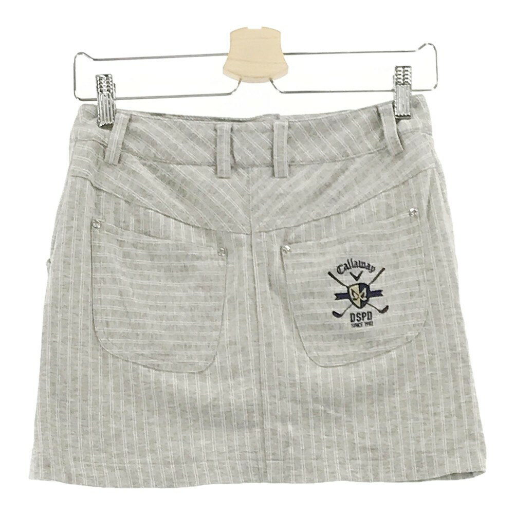 CALLAWAY キャロウェイ インナー付 スカート ロゴ刺繍 ストライプ柄 グレー系 SS ...