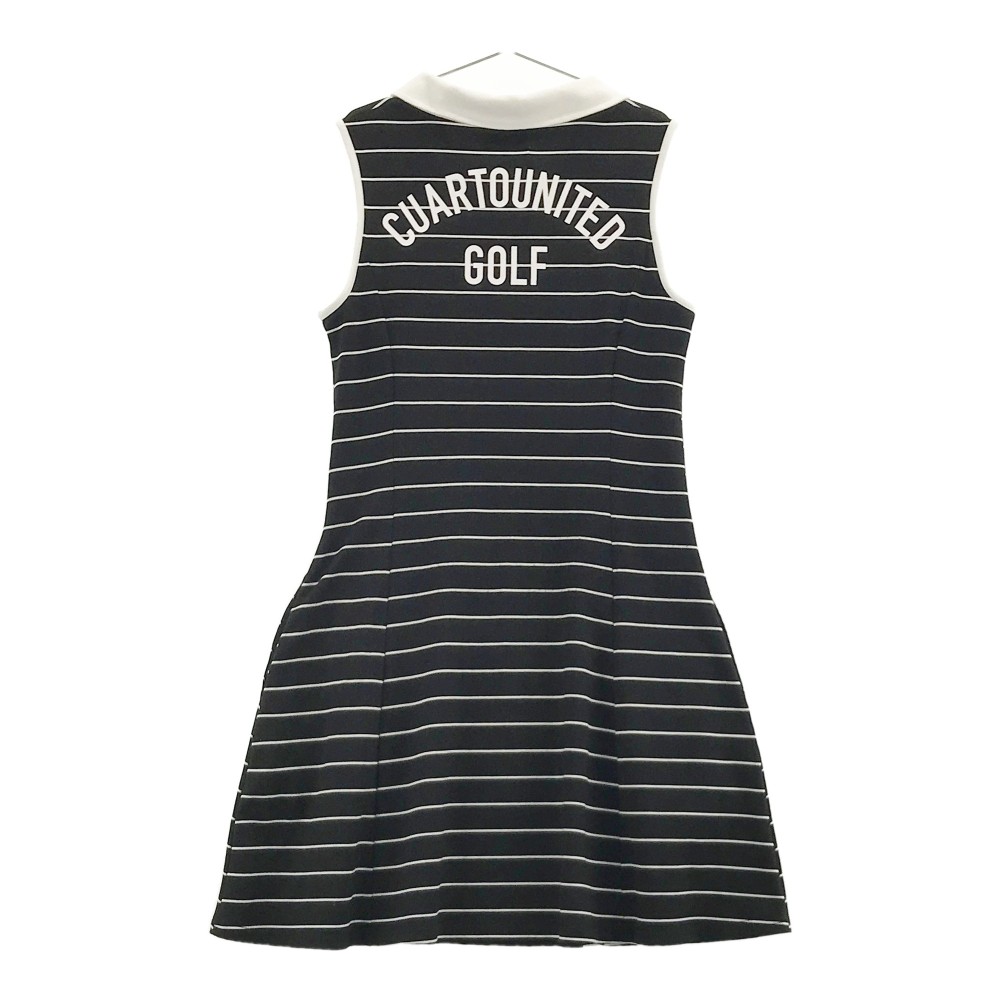 CUARTO UNITED クアルトユナイテッド ノースリーブワンピース ボーダー柄 ブラック系 S 【中古】ゴルフウェア レディース