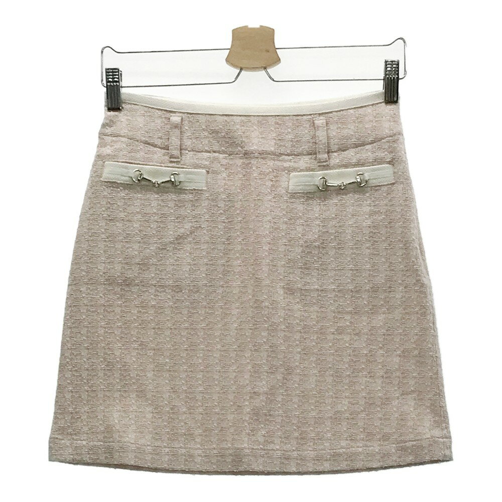 BLACK&WHITE ブラックアンドホワイト ツイードスカート ピンク系 S 【中古】ゴルフウェア レディース