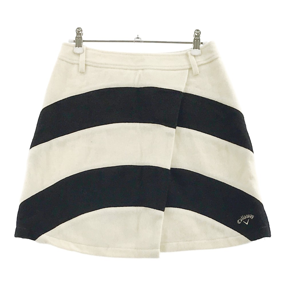 CALLAWAY キャロウェイ ウール混 インナー付 スカート ボーダー柄 ホワイト系 S 【中古】ゴルフウェア ..