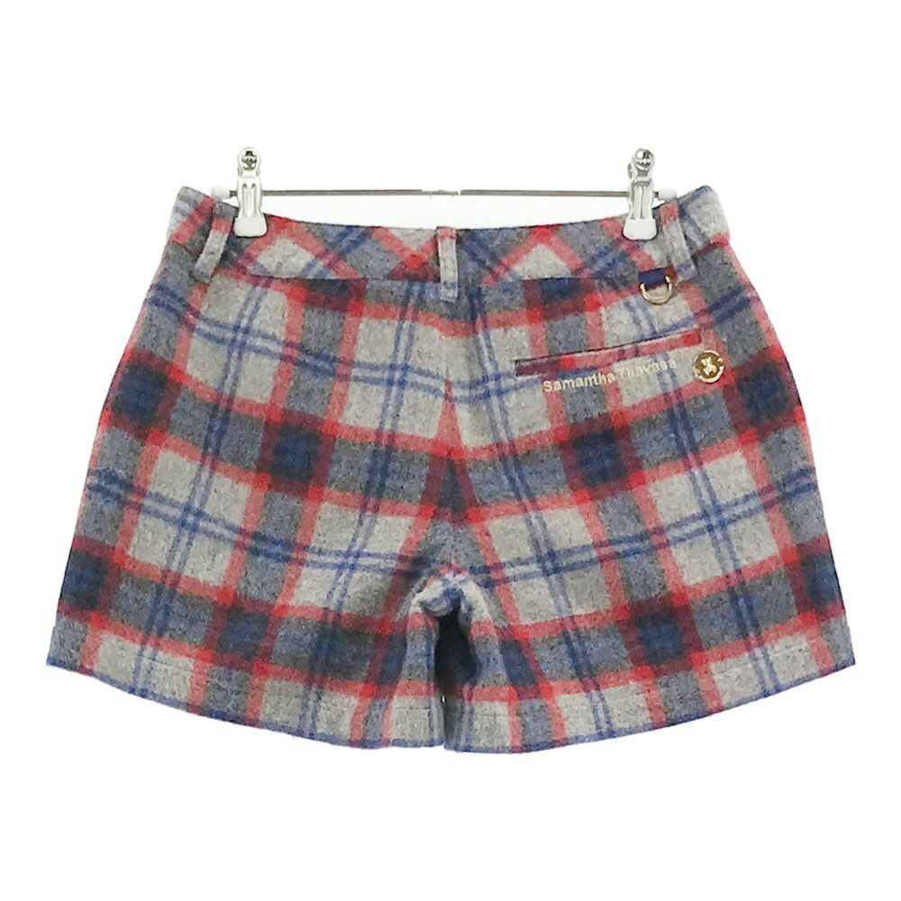 SAMANTHA THAVASA サマンサタバサ UNDER25 ショートパンツ 起毛 チェック柄 グレー系 M 【中古】ゴルフウェア レディース